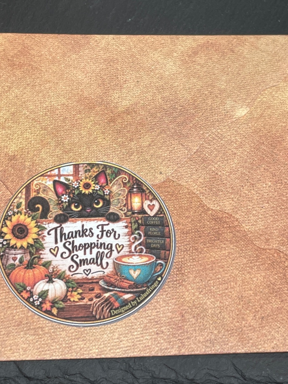 48/$25 Artisan Thank You Stickers — Autumn Sunflower Teal & Pumpkin Palette - Picture 3 of 6